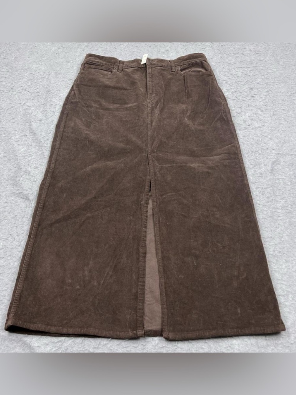 NEW Madewell Corduroy Maxi Skirt Womens Dark Brown with Front Slit and Pockets